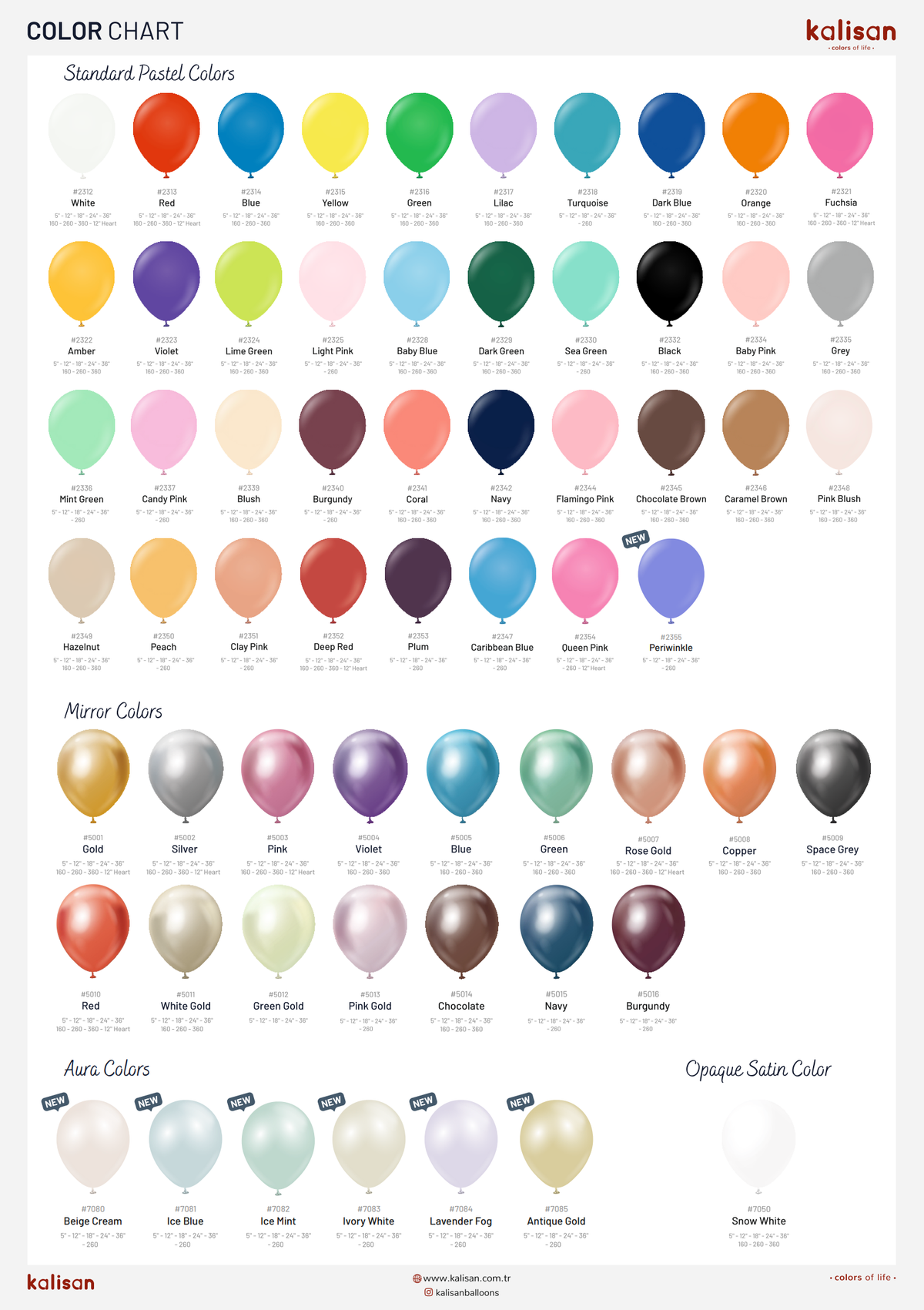 Kalisan Color Chart